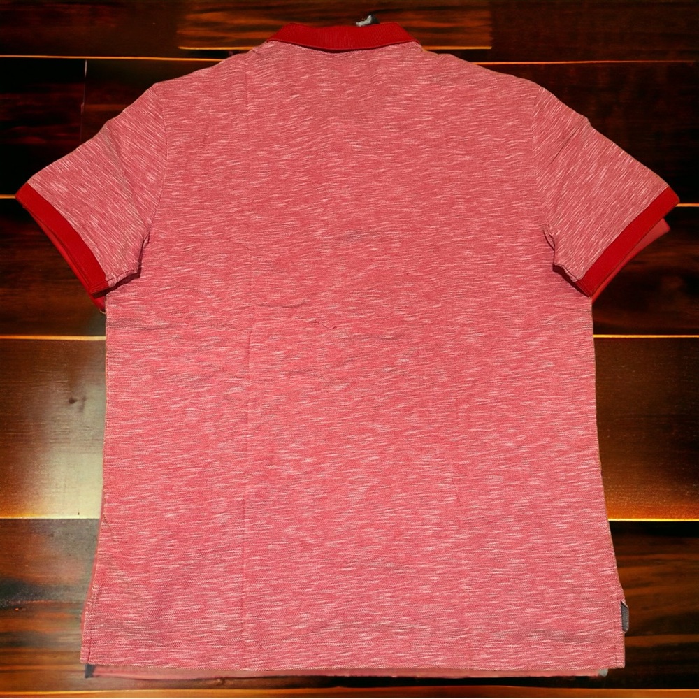 Express Pique Polo Shirt Mens XL Small Lion Red Heathered Breathable Summer New - Picture 2 of 9